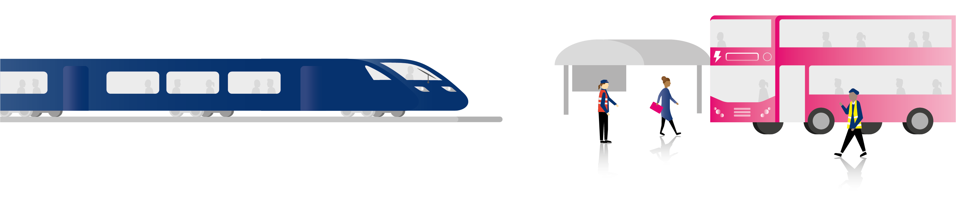 Blue-Train-PinkBus-Illustration