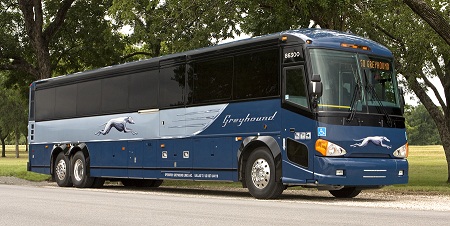 Greyhound bus with new livery
